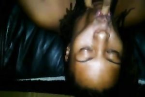 Feeding my delicious swarthy girlfriend with large dark sausage