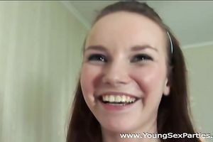 Naughty legal age teenager honeys with diminutive titties bonks furiously in FFM 3some