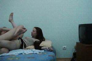 Slutty GF takes penis in her twat from her BF on sofa