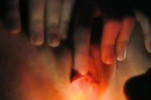 Horny BF screwed my marvelous pink vagina with a glow stick