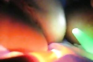 Horny BF screwed my marvelous pink vagina with a glow stick