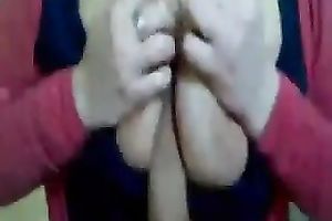 Busty and thirsty hotwife sucking my large weenie deepthroat