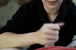 Stunning tugjob performed by my beautiful brunette hair playgirl is great