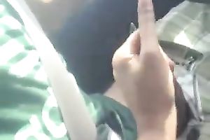 My girlfriend is giving me a cook jerking during a road travel