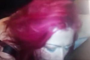 Wild pink haired bulky bitch was engulfing my friend's stiff large penis