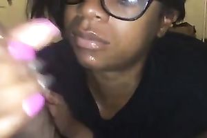 Dark skinned nerdy dilettante blowlerina gave my buddy a good BJ
