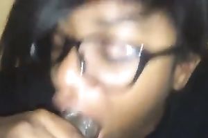 Dark skinned nerdy dilettante blowlerina gave my buddy a good BJ