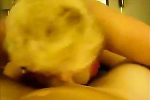 Chubby blond cougar BBC slut gives me head on the home clip
