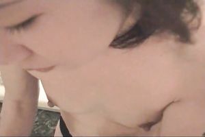 Petite wifey wanking my diminutive pecker and making me cum on her