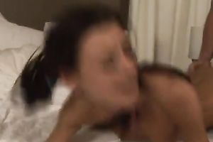 Skinny dark brown skank licked and drilled hardcore on the sofa