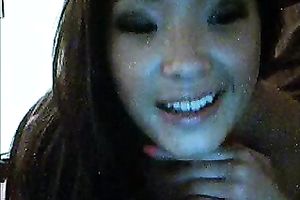 Sex-appeal Asian girlfriend is testing sex toy I gave her