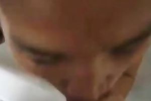 Dark haired pleasant girlfriend of mine enjoys sucking my subrigid prick