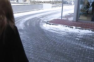 Slender redhead beauty copulates a lewd fellow that babe has recently met