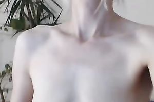 Kinky golden-haired mamma pushing juicy pussy with large marital-device