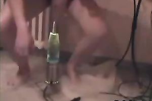 Big glowing lamp as a sex object for voracious milf