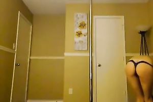 Cute and slender sporty dark brown livecam amateur wife teased me with a pole dance