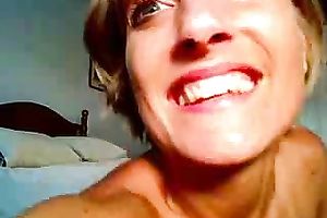 Mature golden-haired haired lewd amateur wife showed me her unsightly melons