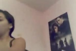 Sweet and skanky legal age teenager babe on web camera flashed her bushy bawdy cleft