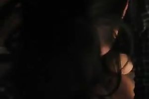 Awesome bosomy dark head jerks off and sucks my own large shlong