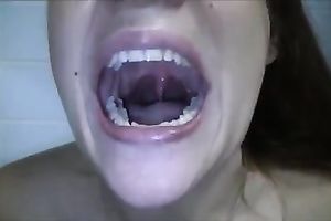 Lewd disgusting cam slut collected all her saliva to spit in awful way