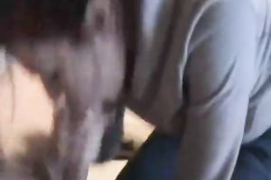 Beautiful small dark brown slutwife got hungry for knob