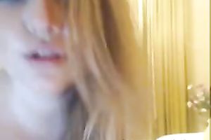 Blonde cute white honey is very proud of her huge whoppers