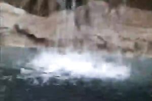 Black floozy receives screwed hard on pool side by her boyfriend