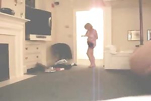 Mature chunky wife walks around the abode all exposed - hidden web camera