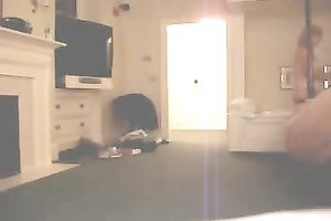 Mature chunky wife walks around the abode all exposed - hidden web camera