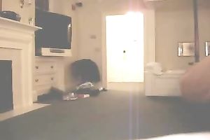 Mature chunky wife walks around the abode all exposed - hidden web camera