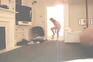 Mature chunky wife walks around the abode all exposed - hidden web camera