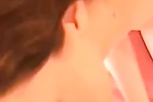 Brunette sweetheart sucked my friend's meaty schlong like a real pro