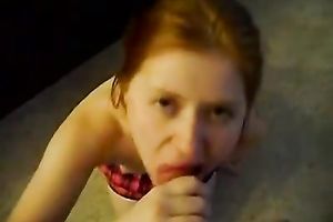 Redhead cutie rocks oral-service movie scene and gets facialized