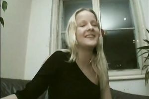 Haughty euro blonde floozy rubs her juicy vag on the ottoman