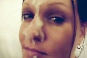 I jism intensively on saucy face of dark brown whore