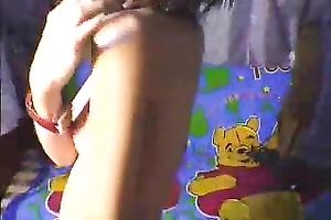 Naughty web camera hottie from Hong Kong teases with her in nature's garb body