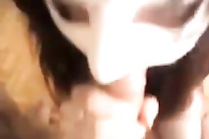 My lusty ally in face mask sucks my hard wang with excitement