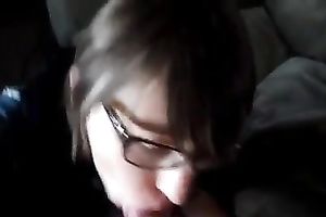 Nerdy dark brown didn't hesitate to engulf my buddy's ramrod dry