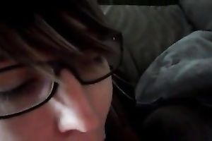 Nerdy dark brown didn't hesitate to engulf my buddy's ramrod dry