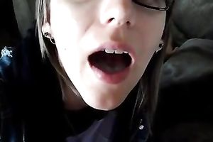 Nerdy dark brown didn't hesitate to engulf my buddy's ramrod dry