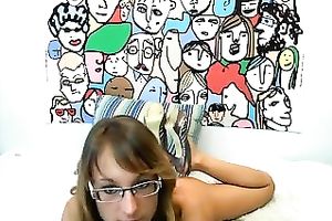 Flexible slim nerdy babe enjoys teasing me with her solo show