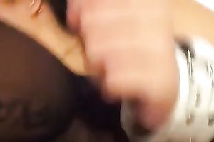 Seductive svelte dark brown hottie in nylons shamelessly sucked my ally