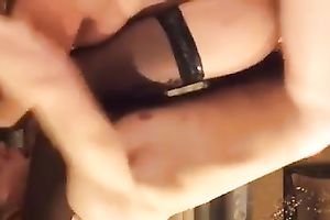 Seductive svelte dark brown hottie in nylons shamelessly sucked my ally