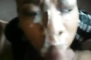 Cum-addicted trollop sucks my rock hard penis like a pro