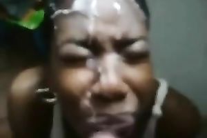 Cum-addicted trollop sucks my rock hard penis like a pro