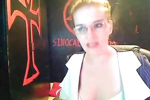 Stunning golden-haired in nylons and miniskirt tease me on web camera