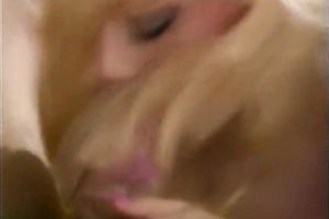 Curly golden-haired playgirl receives her unshaved crotch licked and screwed