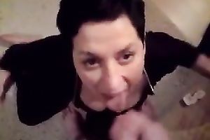 Nice sensual oral sex from a perverted short haired brunette hair dirty slut wife