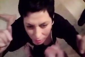 Nice sensual oral sex from a perverted short haired brunette hair dirty slut wife