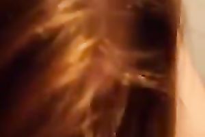 Ginger haired college coed hottie sucks my bowed dick